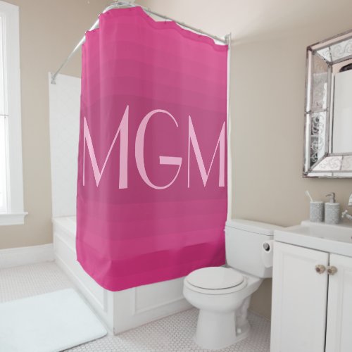 Hot pink gradation giant monogram shower curtain