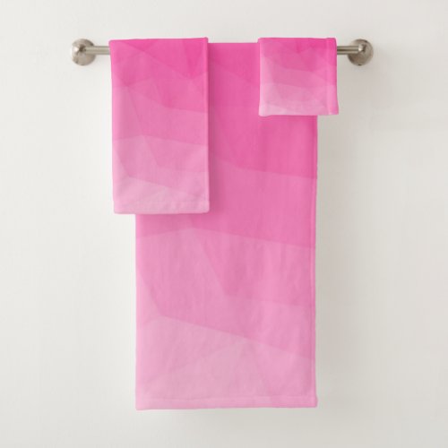 Hot pink gradient geometric mesh bright pattern bath towel set
