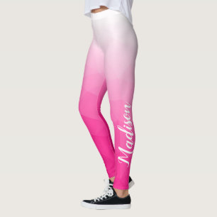 Hot pink Gradient Geometric Mesh Custom name Leggings