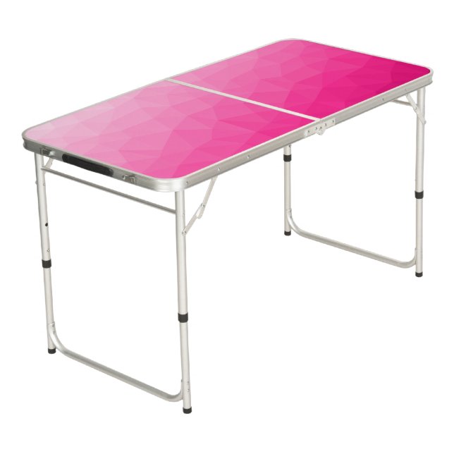 Hot pink Gradient Geometric Mesh Pattern Beer Pong Table (Angled)