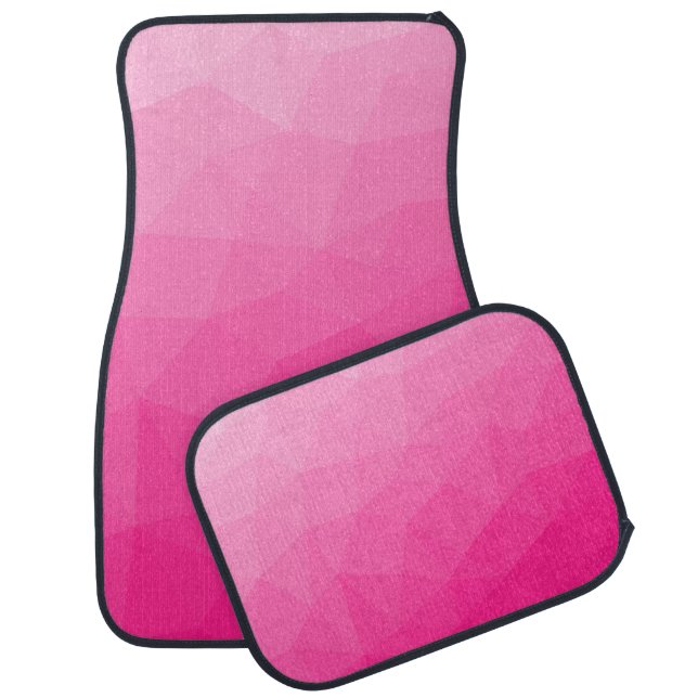 Hot pink gradient geometric mesh pattern car floor mat (Set)