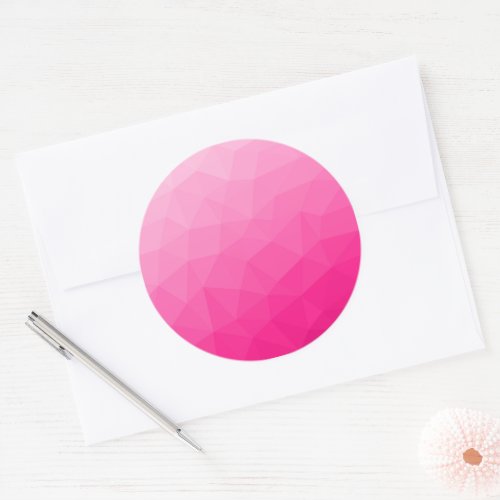 Hot pink Gradient Geometric Mesh Pattern Classic Round Sticker