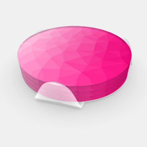 Hot pink Gradient Geometric Mesh Pattern Coaster Set