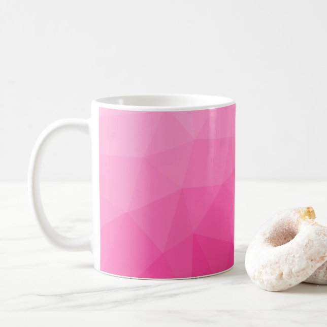 Hot pink Gradient Geometric Mesh Pattern Coffee Mug (With Donut)