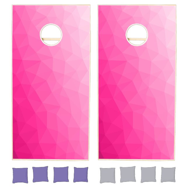 Hot pink Gradient Geometric Mesh Pattern Cornhole Set (Set)