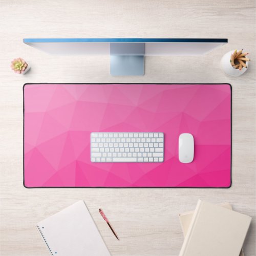 Hot pink gradient geometric mesh pattern desk mat