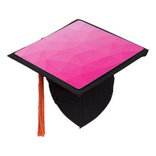 Hot pink Gradient Geometric Mesh Pattern Graduation Cap Topper