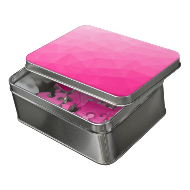 Hot pink Gradient Geometric Mesh Pattern Jigsaw Puzzle (Lid Open)