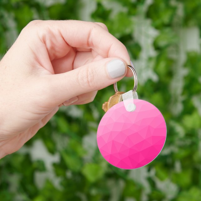 Hot pink Gradient Geometric Mesh Pattern Keychain (Hand)