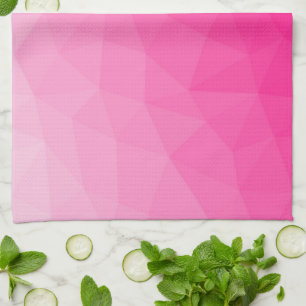 Hot pink Gradient Geometric Mesh Pattern Kitchen Towel