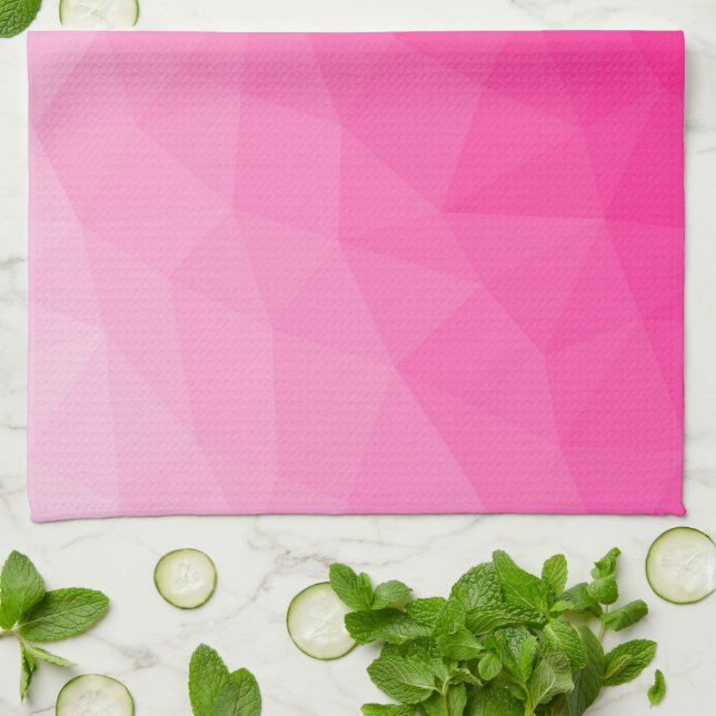 Hot pink Gradient Geometric Mesh Pattern Kitchen Towel (Folded)