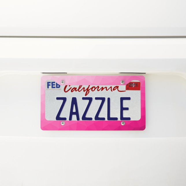 Hot pink Gradient Geometric Mesh Pattern License Plate Frame (On Car)