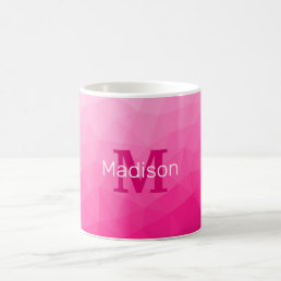 Hot pink Gradient Geometric Mesh Pattern Monogram Coffee Mug