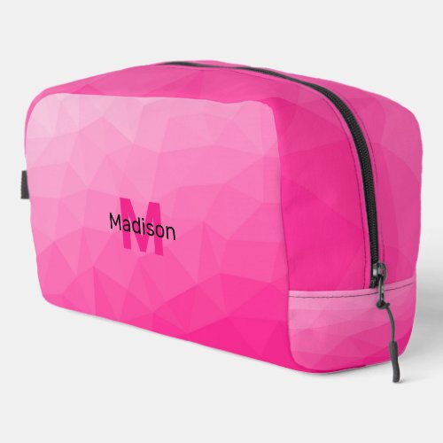 Hot pink gradient geometric mesh pattern Monogram Dopp Kit