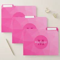 Hot pink Gradient Geometric Mesh Pattern Monogram File Folder