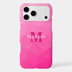 Hot pink Gradient Geometric Mesh Pattern Monogram iPhone 17 Pro Max Case