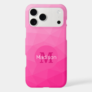 Hot pink Gradient Geometric Mesh Pattern Monogram iPhone 17 Pro Max Case