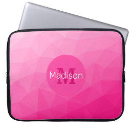 Hot pink Gradient Geometric Mesh Pattern Monogram Laptop Sleeve