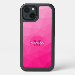 Hot pink Gradient Geometric Mesh Pattern Monogram iPhone 13 Case