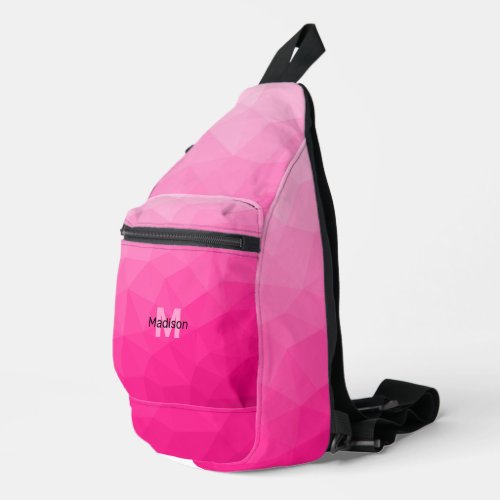 Hot pink gradient geometric mesh pattern Monogram Sling Bag