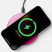 Hot pink Gradient Geometric Mesh Pattern Monogram Wireless Charger (Phone)