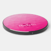 Hot pink Gradient Geometric Mesh Pattern Monogram Wireless Charger (Front 2)