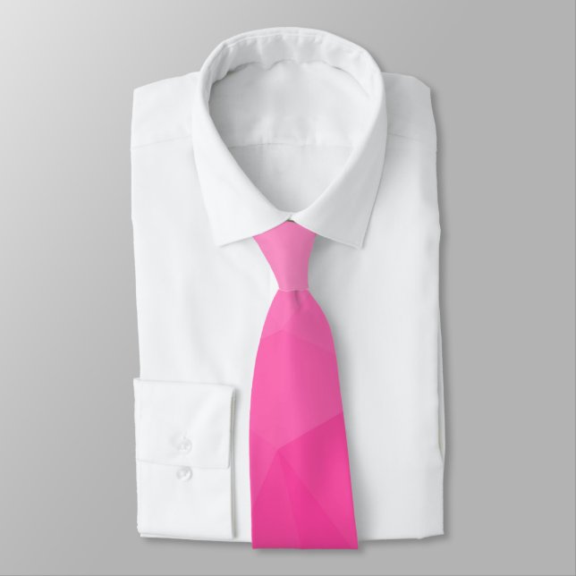 Hot pink gradient geometric mesh pattern neck tie (Tied)