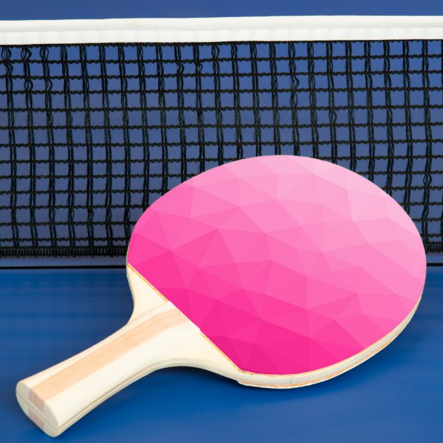 Hot pink Gradient Geometric Mesh Pattern Ping Pong Paddle (Insitu)