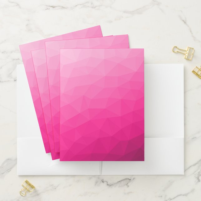 Hot pink Gradient Geometric Mesh Pattern Pocket Folder (In Situ)