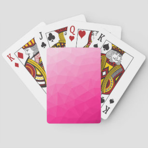 Hot pink Gradient Geometric Mesh Pattern Poker Cards