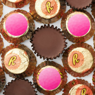 Hot pink gradient geometric mesh pattern reese's peanut butter cups