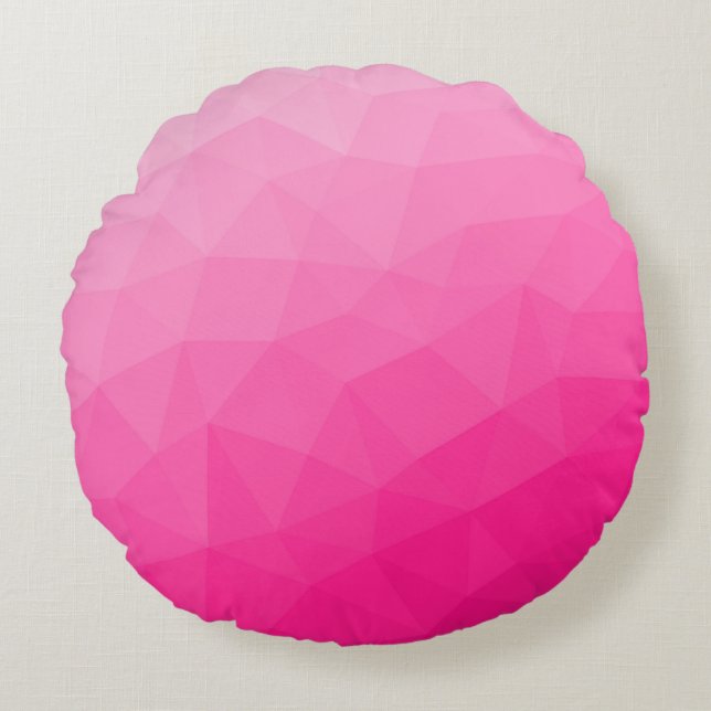 Hot pink Gradient Geometric Mesh Pattern Round Pillow (Front)