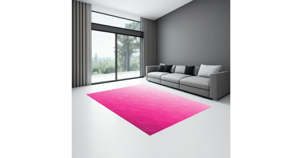 Pink Rug Pattern Horizontal Hot pink gradient geometric mesh pattern rug | Zazzle