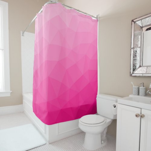 Hot pink Gradient Geometric Mesh Pattern Shower Curtain