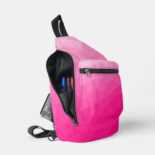 Hot pink gradient geometric mesh pattern sling bag