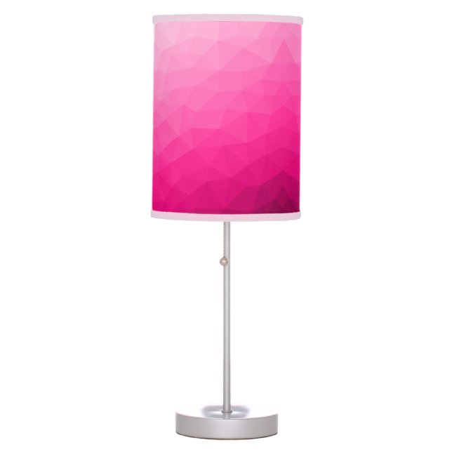 Hot pink Gradient Geometric Mesh Pattern Table Lamp (Front)
