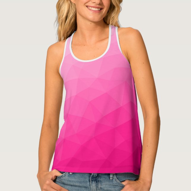 Hot pink gradient geometric mesh pattern tank top (Front)