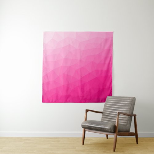 Hot pink gradient geometric mesh pattern tapestry