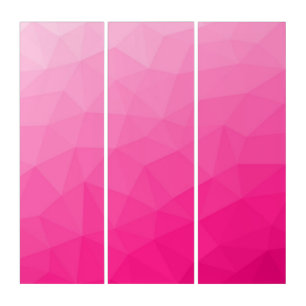 Hot pink Gradient Geometric Mesh Pattern Triptych