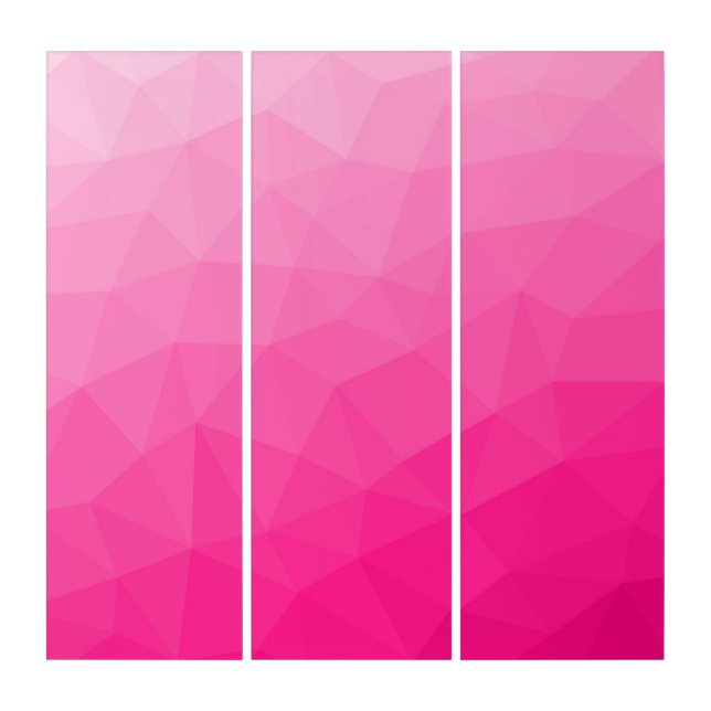 Hot pink Gradient Geometric Mesh Pattern Triptych (Front)
