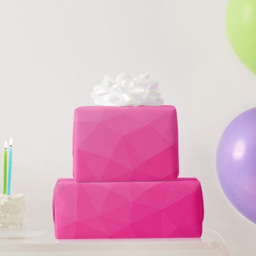 Hot pink Gradient Geometric Mesh Pattern Wrapping Paper