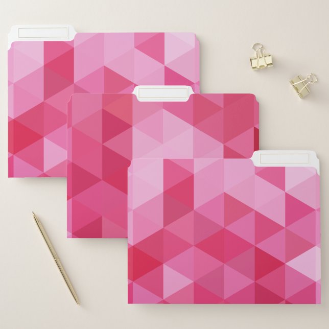 Hot Pink Gradient Modern Geometric Pattern File Folder (Set)