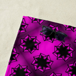 Hot Pink Gradient Star Bow Beach Towel