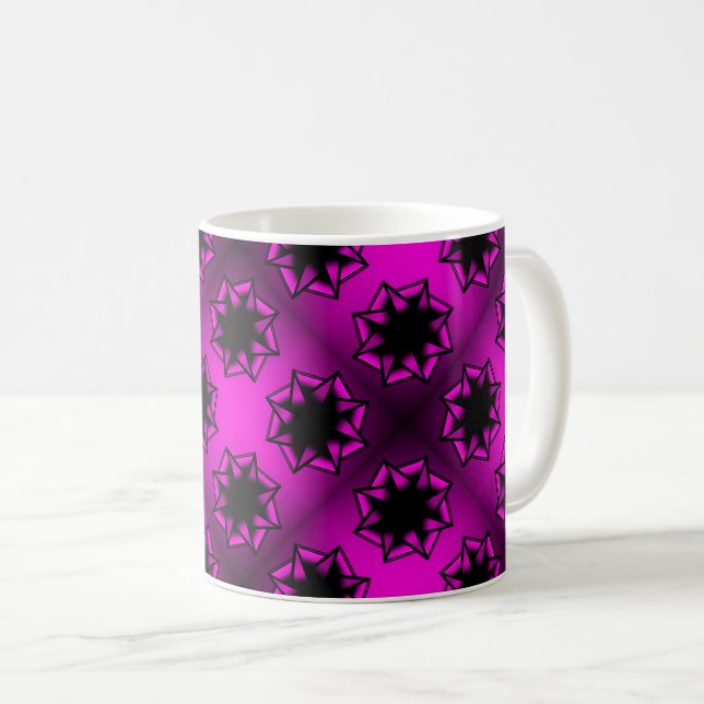 Hot Pink Gradient Star Bow Coffee Mug (Front Right)