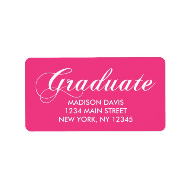 Hot Pink Graduation Address Labels