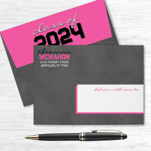 Hot Pink Graduation Chalkboard Envelopes