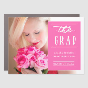 Hot-Pink Graduation Photo Car Magnet