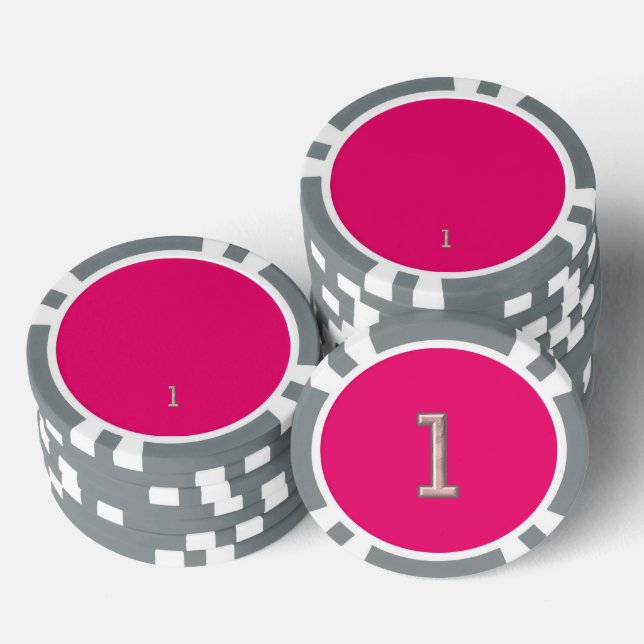 Hot Pink gray 1 striped poker chip (Stack)