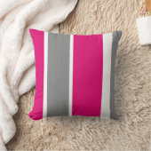 Hot Pink Gray and White Stripes Modern Throw Pillow | Zazzle