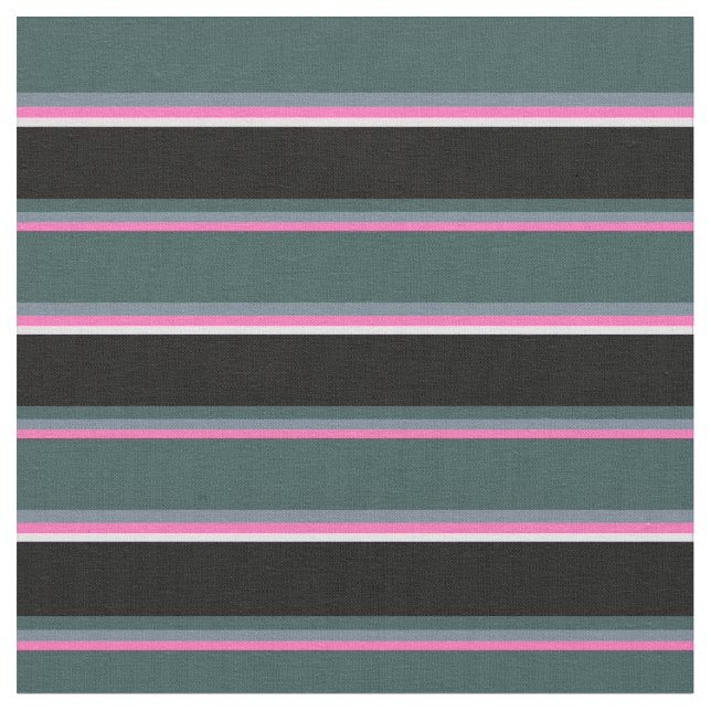Hot Pink, Gray, Dark Slate Gray, Black & Lavender Fabric (Close Up)